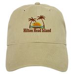 CafePress Hilton Head Island SC Sun and Palm Trees Design Unique Adjustable Baseball Hat Khaki