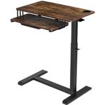 ETHU Mobile Standing Desk Height Adjustable Laptop cart overbed Table on Wheels Rolling Desk (Walnut Bedside)