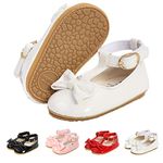 Baby Girls First Walking Shoes Mary Jane PU Leather Anti-Slip Princess Shoes Infant Baby Shoes 12-18 Months,G White