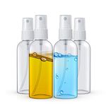 Small Spray Bottle 60 ml / 2oz Pack of 4 for Essential Oils and Liquid - Reusable Portable Clear Fine Mist Plastic Bottles