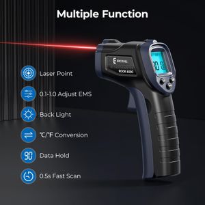 ERICKHILL Infrared Thermometer – Black/Blue Non-Contact Temperature Gun