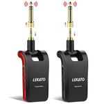 LEKATO 2.4Ghz Wireless Guitar System with Dual Jacks for Musical Instruments Rechargeable Guitar Wireless Transmitter Receiver,Cordless Electric Guiar Lead Bass Jack for Electric Guitar Bass