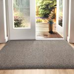 DEXI Dirt Trapper Door Mat, Non-slip Barrier Mats for Indoor and Outdoor, Super Absorbent Entrance Rug Machine Washable Soft Floor Mat Carpet, Brown-Blue, 50 x 80 cm