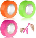 3 Pieces Flagging Tape Plastic Ribbon Multipurpose Neon Marking Tape Neon Flagging Tape 1 Inch Wide Non-Adhesive Tape for Boundaries and Hazardous Areas, Home and Workplace Use (Classic Colors)