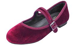 Feversole Women's Comfort Ballet Flats Strap Comfort Casual Mary Jane Shoes Cozy Warm Burgundy Red Velvet Mary Jane with Short Plush UK Size 6.5