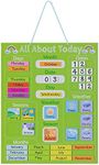 Navaris Kids Magnetic Calendar - Early Years Learning - Weather, Date, Month, Day, Season Educational Chart for Children - Kids Wall Board - Green