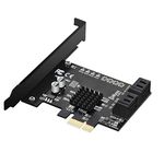 MZHOU PCIe SATA Card 4 Port - SATA Controller PCI Express to SATA 3.0 Expansion Card - Marvell 88SE9215 Non-Raid for IPFS Mining, Support 4 SATA 3.0 Devices