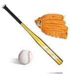 Baseball Bats Set Baseball Bar Stick Gold+Baseball+Baseball Glove Aluminum 25inch Security Baseball Bat and Ball Set Youth Adult outdoor training Practise Waterproof Anti Slip Handle Long