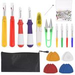 Swpeet 121Pcs Sewing Tools Kit, 8Pcs Seam Ripper and 10Pcs Professional Fabric Marker Chalks with 100Pcs Sewing Pins and 2Pcs U Shape Thread Snips Scissors for Crafting and Sewing Making