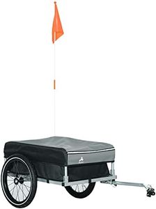 Aosom Outdoor Bike Trailer with Triple Safety, Foldable Bicycle Cargo Trailer, Luggage Wagon with Wheels, Removable Cover and Hitch, Black and Grey