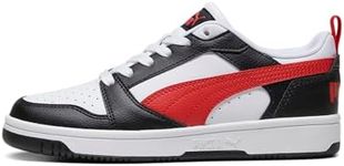 PUMA Unisex Kid's Rebound V6 Lo Jr Sneaker, Puma White for All Time Red Puma Black, 5 US