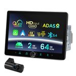 XTRONS 10.1" Double Din Android Car Stereo w ADAS Camera Octa-Core 2+64GB QLED Fully-laminated Screen 3-way Adjustment Rotary Volume Knob All-in-1 Audio Hub Wireless CarPlay Android Auto Bluetooth 5.4