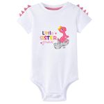 WAWSAM Little Sister Bodysuit Newborn Baby Girls’ Dinosaur Romper Sibling Outfit Infant Toddler Cotton Printed Short sleeve Onesies