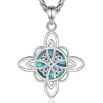 EUDORA S925 Sterling Silver Witches Knot Abalone Shell Necklace for Women, Nudo de Brujas Amuleto de Proteccion Original Witch Knot Pendant Witchy Wicca Amulet Jewelry Gifts for Women,20+2inch