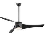MINKA-AIRE F803DL-BK Artemis - 58 Inch Smart Ceiling Fan with Light Kit, Black Finish with Black Blade Finish with Etched Opal Glass
