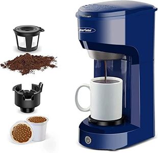SUNVIVI Single Serve Coffee Maker for Single Cup Pods & Ground Coffee, 2 in 1 Single Serve Coffee Brewer With Permanent Filter, One-touch Control Button with Illumination (Blue) ETL Certified1