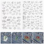 Lyrow 122 Pcs Water Soluble Stabilizer for Flower Pattern Embroidery Stick and Stitch Embroidery Paper Wash Away Embroidery Stabilizers Tear Away Embroidery Patterns for Hand Sewing Lover