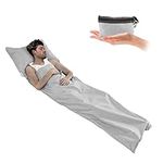 Kaket Sleeping Bag Liner 210 x 70 cm, Camping Sleep Bag Liner with Pillow Slot, Portable Lightweight Travel Sheet for Camping Hostels Picnic Hiking (Grey)