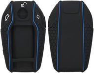 kwmobile Car Key Cover Compatible with BMW Display Car Key Key Cover - Silicone Protective Car Key Fob Case - Black/Blue