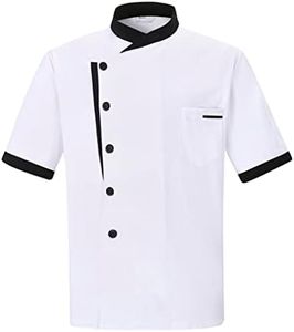 Nanxson Unisex Chef Jacket Men's Chef Coat Restaurant Kitchen Chef Uniform CFM0016 (White Shortsleeve, L)