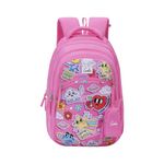 Genie Pearl Backpack for Girls, 17" Cute, Colourful Bags, Water Resistant and Lightweight, 3 Compartment with Happy Pouch, 27 Liters, Nylon Twill, Pink, Pink, 17 inch, Casual