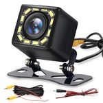 Podofo 12V Car Reversing Camera,Car Rear View Camera with 12 LED Super Night Vision,170° Wide Angle, IP68 Waterproof Universal Car Rear View Camera for Cars, Trucks, SUVs, Campers, Vans+6M Video Cable