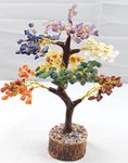 Jet Gemstone Tree Feng Shui Figurine Money Bonsai Good Luck Reiki Healing Crystals Balancing Decoration Ornament Sculpture Wealth Prosperity Table Room Decor Gift (7 Chakra Tree)