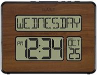 La Crosse Technology 513-1419-WA-INT Atomic Large Full Digital Calendar Clock, Walnut, 9.84" L x 1.14" W x 7.48" H