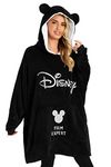 Disney Women's Hoodies, Oversized Blanket Hoodie, Minnie and Mickey Gifts (Black)