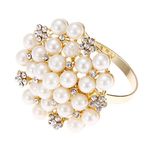 Mtsooning 6Pcs Beaded Pearl Napkin Ring for Home Table Holder Decoration Diamante Rhinestone