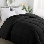 ELNIDO QUEEN All-Season Black Down Alternative Quilted Comforter- Corner Duvet Tabs-Machine Washable-Duvet Insert or Stand-Alone Lightweight Comforter-Queen Size(88×92 Inch)