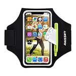 Running Armband Phone Holder for Running with Airpods Zipper Pocket Cell Phone Armband Holder Sweatproof Sports Gym Armband Case Fits iPhone 15/14/13/12/11Pro Max with Touchscreen up to 6.9"