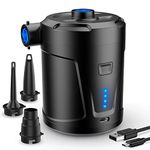 SUPPOU Electric Air Pump, 5200mAh Portable Air Pump with Fast Inflating/Deflating, Rechargeable Electric Pump with 4 Nozzles for Kids Paddling Pool, Swimming Pool, Airbed, Inflatable Boat (black)