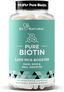 Biotin 5000 mcg Hair Skin Nails Supplement – High-Potency Hair Growth Vitamins for Women & Men – Provide Powerful Support for Healthy Hair, Stronger Nails and Glowing Skin – 120 Vegan Soft Capsules