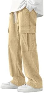 IndoPrimo Men Cargo || Men Cargo Pants || Men Cargo Pants Corduroy || Cargos for Men || Men Cargo Trouser (in, Alpha, M, Regular, Cream)