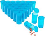 Juvale 30 Pack Empty Pill Bottles with Pop Top Caps, 19 Dram Prescription Medicine Containers (Blue)