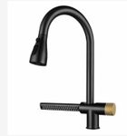 Aquieen Kitchen Faucet Side Handel Hot & Cold Pull Out Kitchen Sink Faucet with Connecting Hoses (Black - SH)