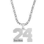 M Men Style 316 Stainless Steel 18K Customize Your 24 Jersey Number Necklace Sports Cricket Soccer Football Basketball Baseball for Boys Men Girls