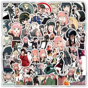 FUNSTERSIN 50pcs SPY×Family Stickers for Water Bottles, Cute Cartoon Anime Waterproof Vinyl Decals for Kids Teens Laptop Notebook Phone Case Luggage Guitar Skateboard Bike