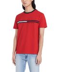 Tommy Hilfiger Men's Short Sleeve Signature Stripe Graphic T-Shirt, Apple Red, Medium