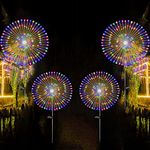 4 PCS Solar Firework Light, Outdoor Solar Garden Decorative Lights 120 LED Powered 40 Copper Wires String DIY Landscape Light for Walkway Pathway Backyard Christmas Decoration Parties (Colorful)