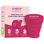 GYNOCUP Collapsible Silicone Menstrual Cup Sterilizer Container - Red (Pack of 1) | Foldable Sterilizing Container Cup | Hygienic, Leak Free & Odorless | Microwave Friendly | Kills 99% of Germs