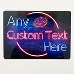 Personalised Neon Effect Food-Themed Clipart Printed Metal Sign wall art A4 Bar Add Name
