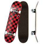 YOCAHER Blank Complete Skateboard 7.75-Skateboards, Checker Red