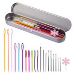 22pcs Large-Eye Blunt Needles, Plastic and Stainless Steel Yarn Knitting Needles Sewing Needles Wool Needle Sewing Knitting Needles for Crochet Projects, with Storage Box