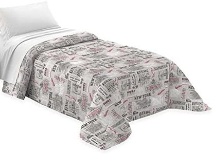 Tata Home Trapuntino Copriletto Trapuntato Primaverile Estivo 100 gr/mq Quilt Leggero Letto Due Piazze Matrimoniale 260x260 cm Fantasy Città Made in Italy MOD. City Grigio