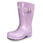 Amoji Girl Glitter Rain Boots Youth Kids Rubber Boots Children Rain Boots Waterproof Boots Purple Size 4-4.5 Big Kid