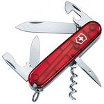 Victorinox Spartan Swiss Army Knife, Camping Pocket Knives, Medium, Multi Tool, 12 Functions, Blade, Bottle Opener, Red Transparent