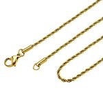 555Jewelry Stainless Steel High Polish Classic Charm Cable Chain Twisted Singapore Rope Link Secure Single Claw Clasp Necklace Women Men Unisex Jewelry Accessory, Yellow Gold 28 Inch