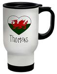 Shopagift Personalised Football Wales Flag Travel Mug Cup